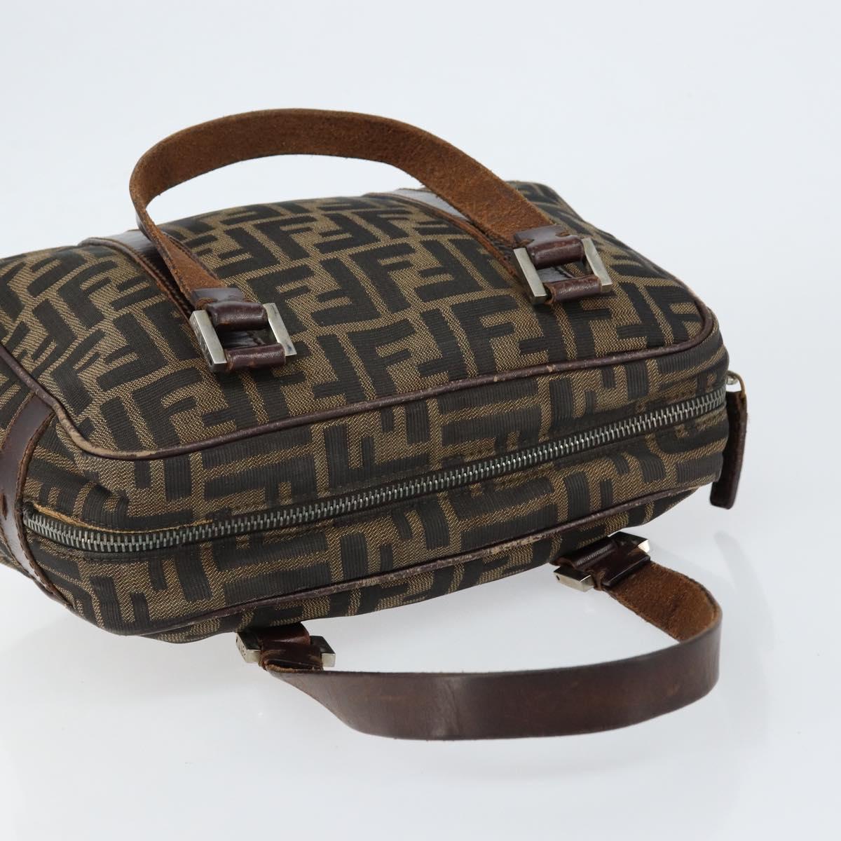 FENDI Zucca Canvas Boston Bag Black Brown Auth 150282