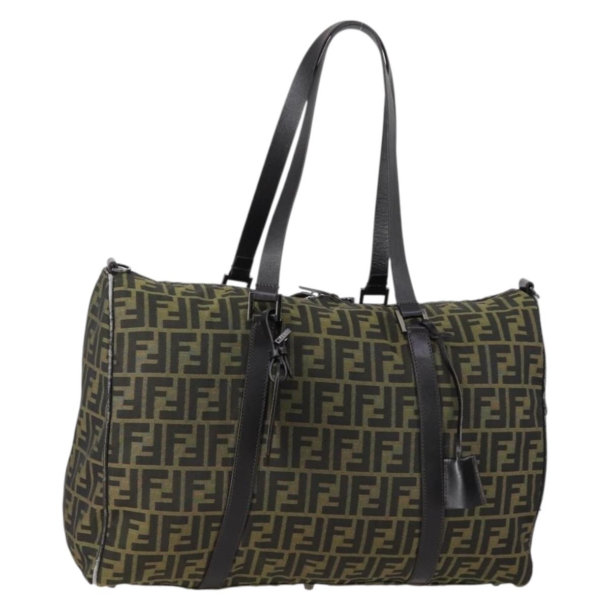 FENDI Zucca Canvas Tote Bag Black Brown Auth 150286