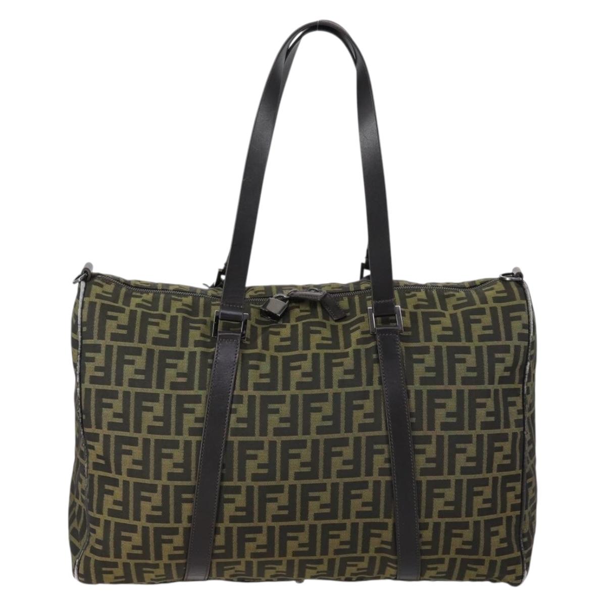 FENDI Zucca Canvas Tote Bag Black Brown Auth 150286