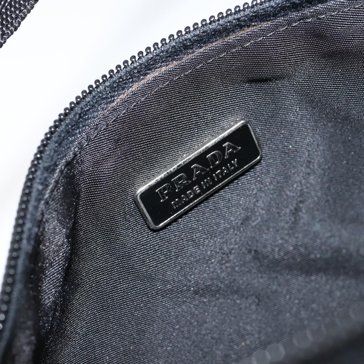 PRADA Accessory Pouch Nylon Black Silver Auth 150288