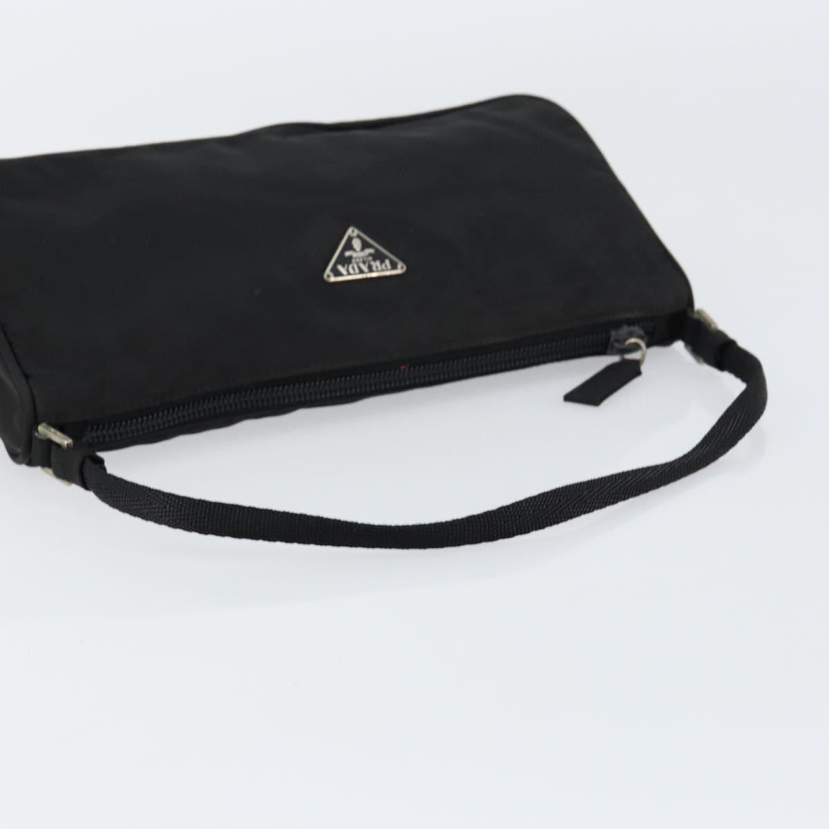 PRADA Accessory Pouch Nylon Black Silver Auth 150288