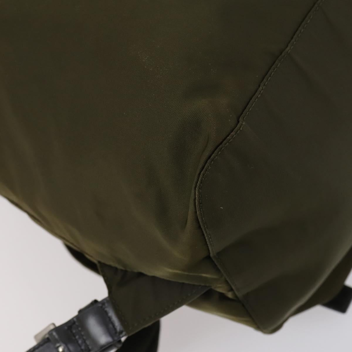 PRADA Backpack Nylon Khaki Silver Auth 150289