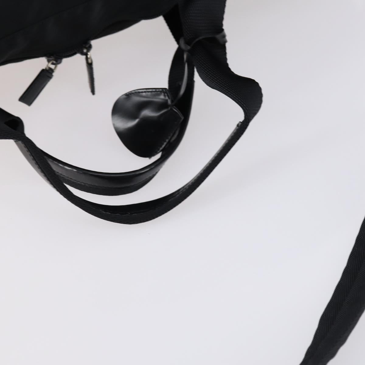 PRADA Boston Bag Nylon 2way Black Silver Auth 150290