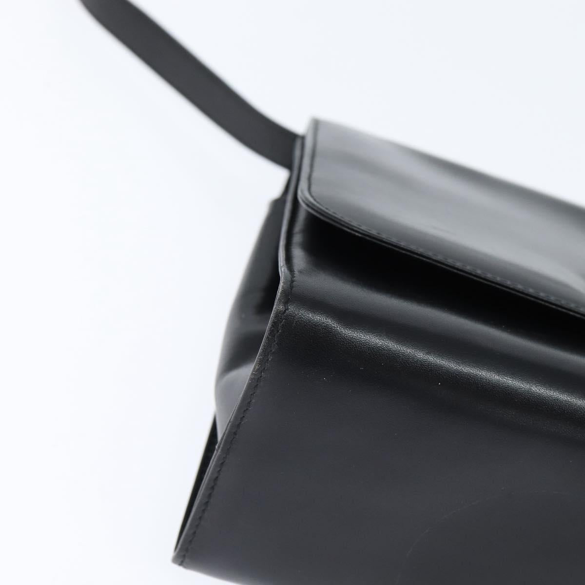 Salvatore Ferragamo Gancini Shoulder Bag Leather Black Gold Auth 150291