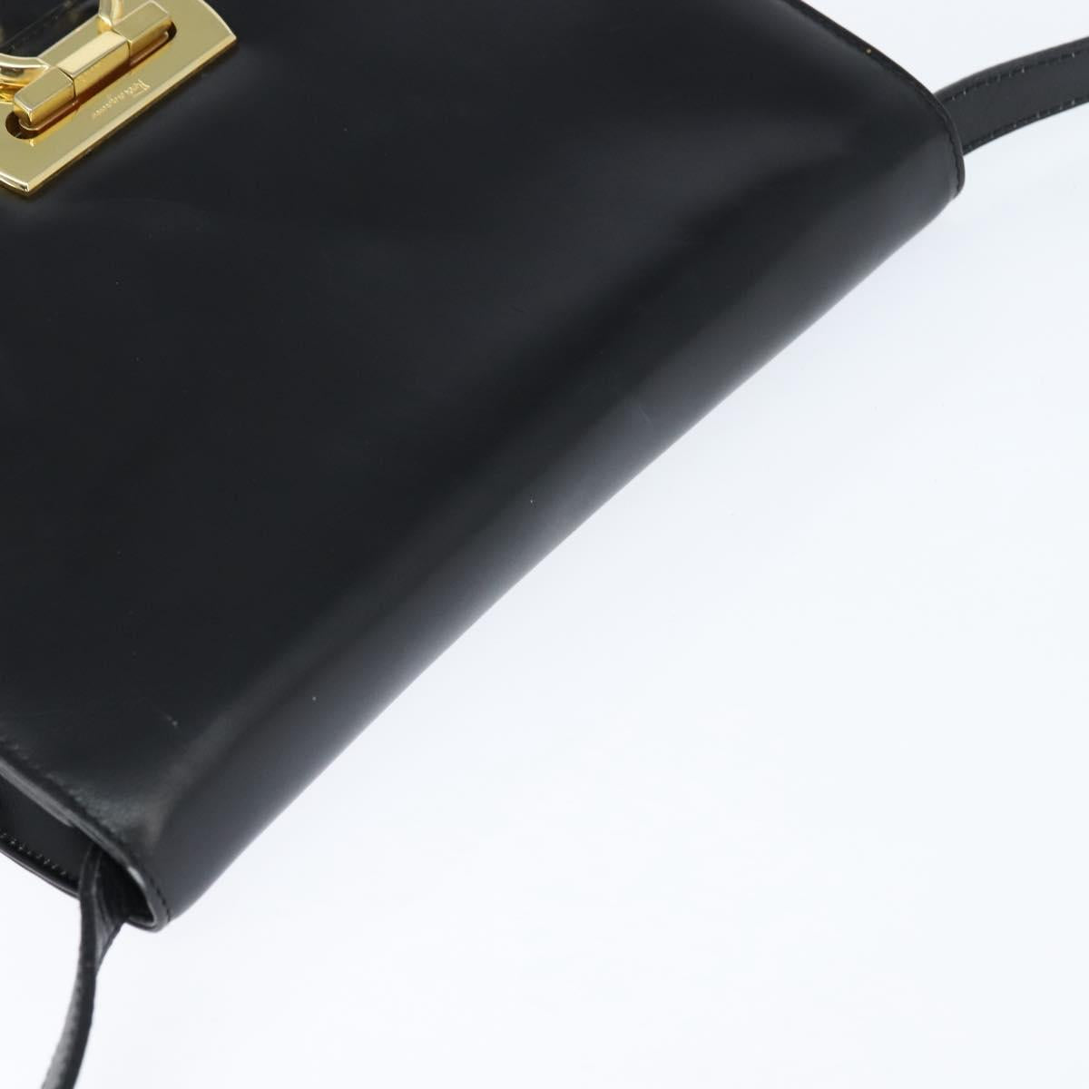 Salvatore Ferragamo Gancini Shoulder Bag Leather Black Gold Auth 150291