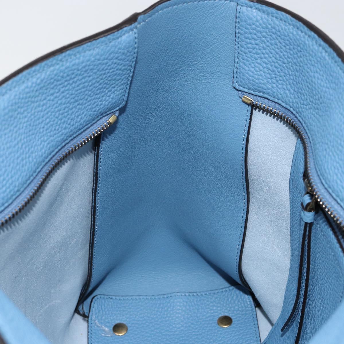 Salvatore Ferragamo Gancini Hand Bag Leather 2way Blue Gold Auth 150292