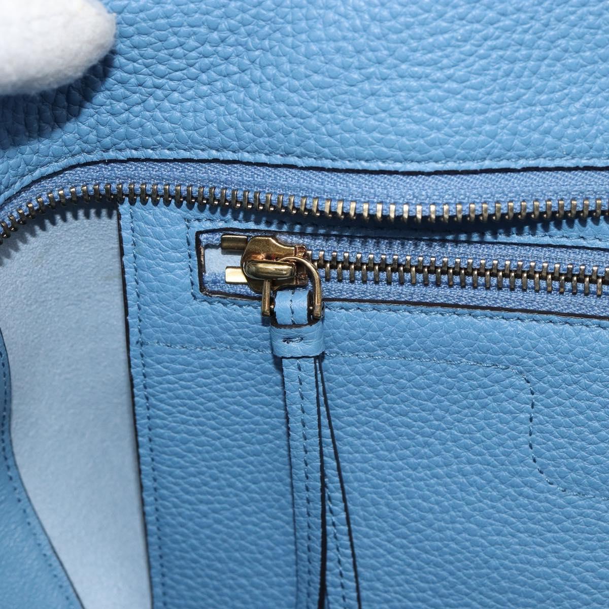 Salvatore Ferragamo Gancini Hand Bag Leather 2way Blue Gold Auth 150292