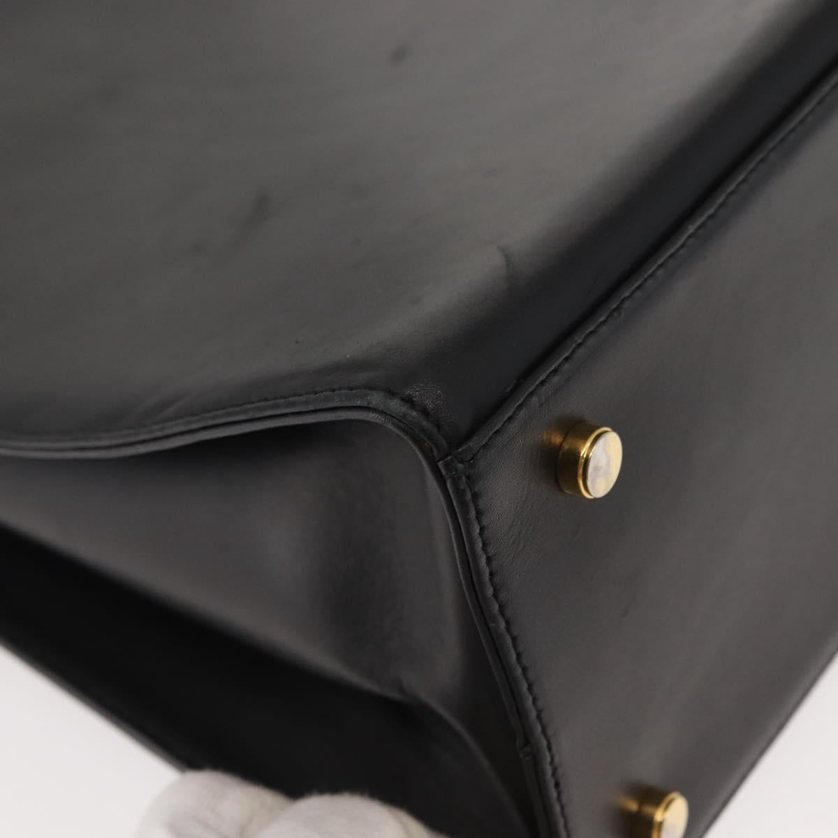 Salvatore Ferragamo Gancini Shoulder Bag Leather Black Gold Auth 150293