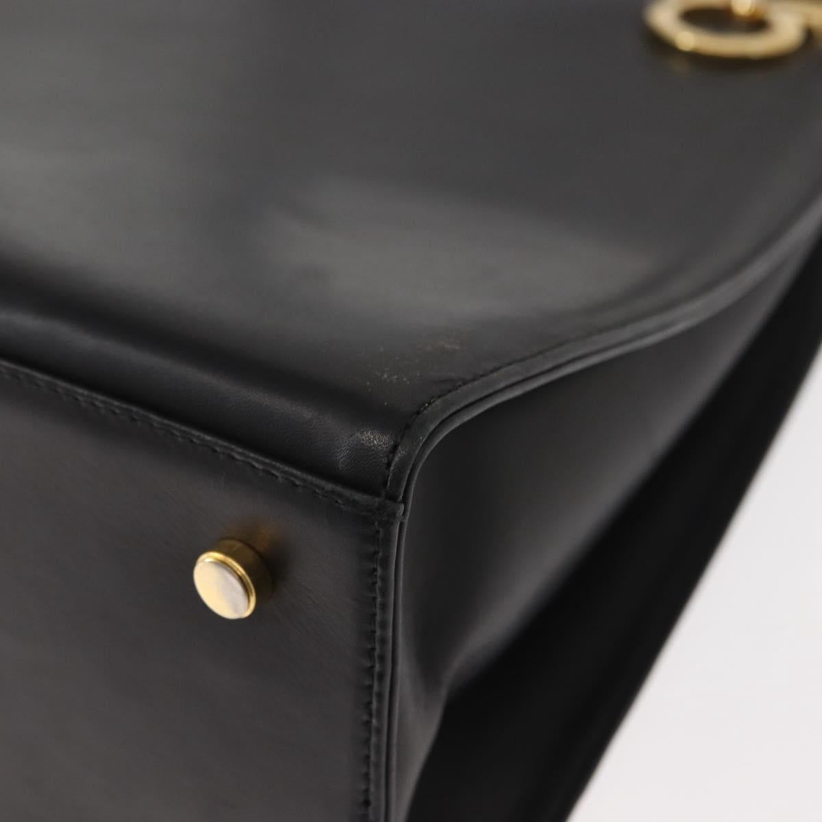 Salvatore Ferragamo Gancini Shoulder Bag Leather Black Gold Auth 150293