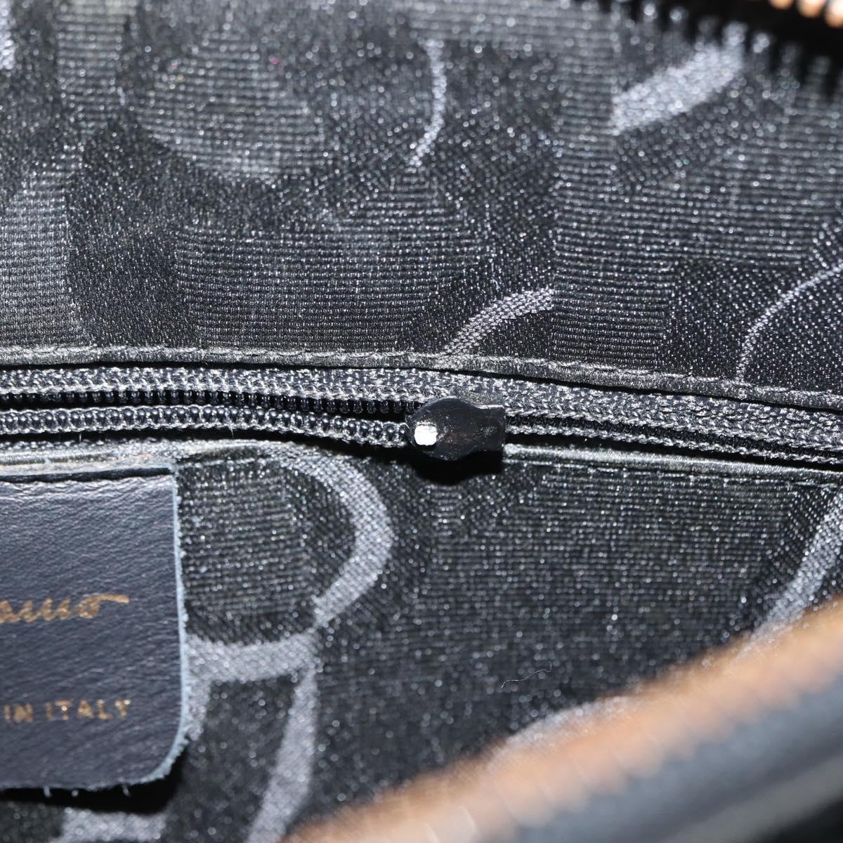 Salvatore Ferragamo Gancini Shoulder Bag Leather Black Gold Auth 150293