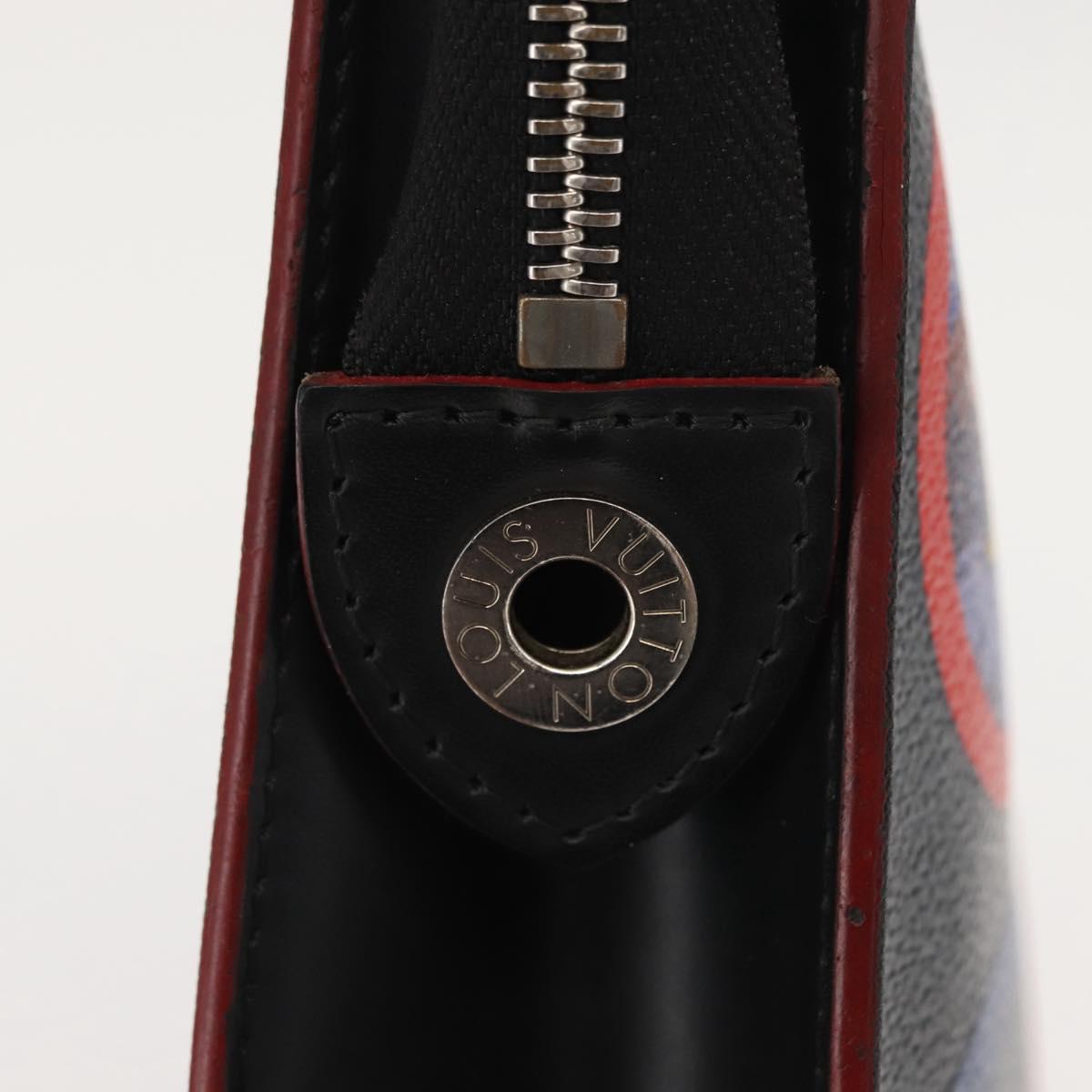 LOUIS VUITTON Damier Graphite Pochette Voyage MM Clutch Bag N60134 Auth 150316