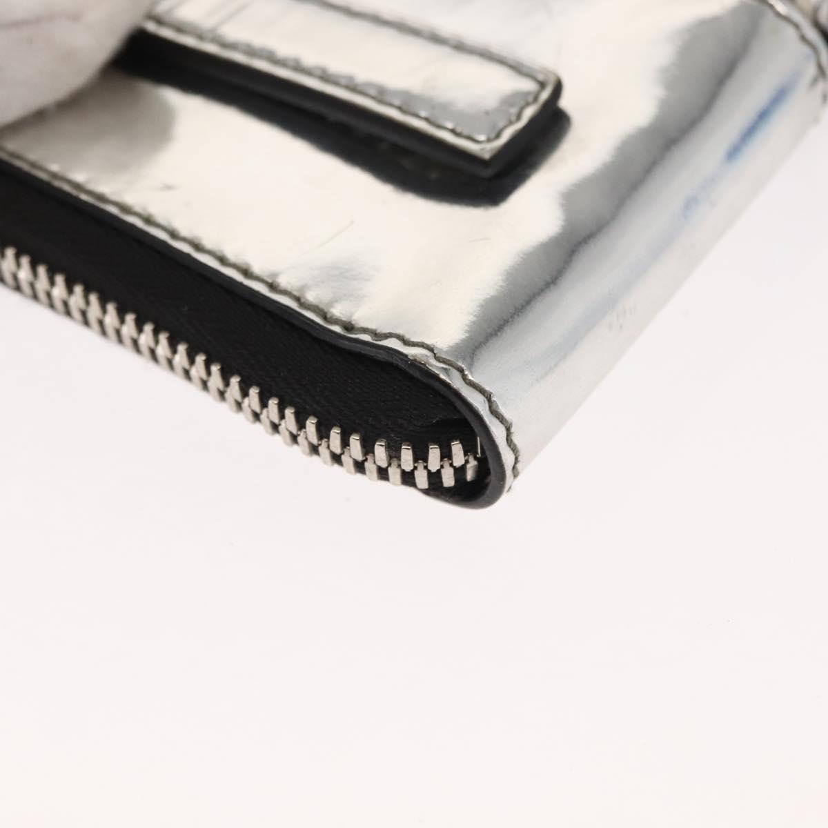 PRADA Pouch Patent leather Silver Auth 150318