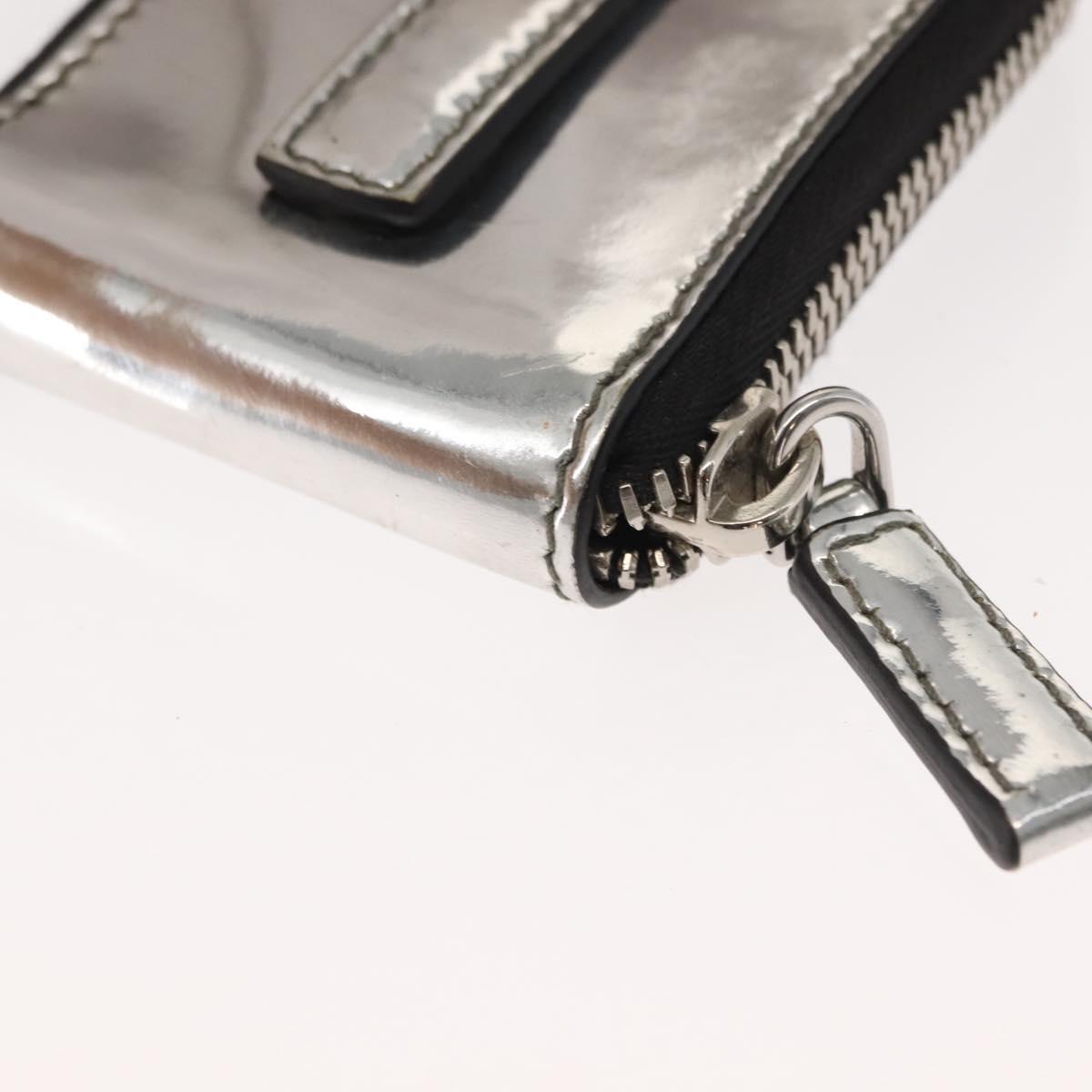 PRADA Pouch Patent leather Silver Auth 150318