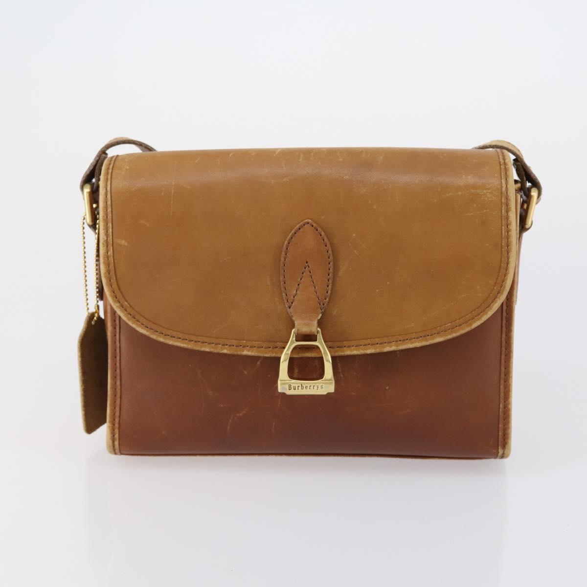 BURBERRY Nova Check Hand Bag Nylon Leather 2 Set Beige Brown Auth 150325