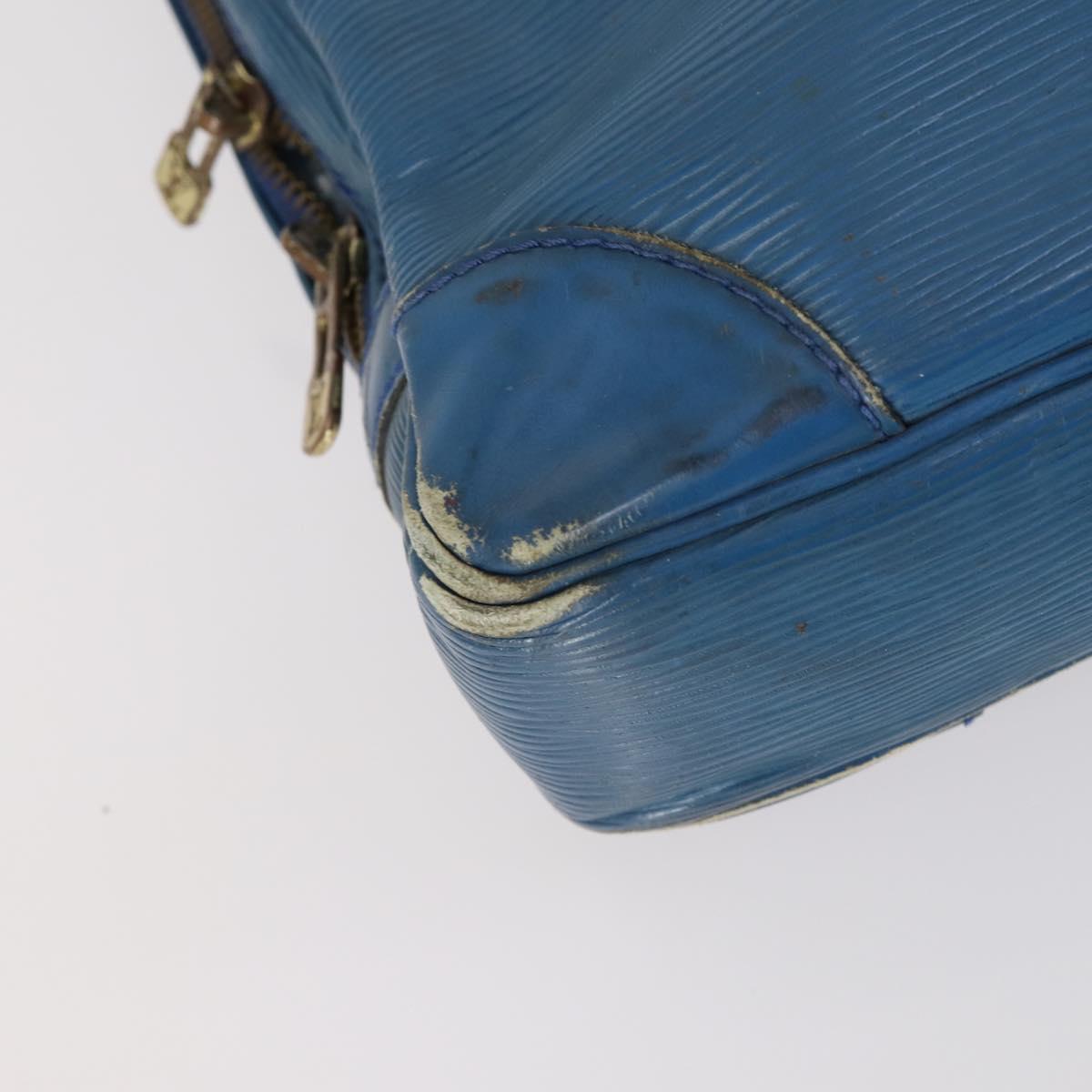 LOUIS VUITTON Epi Porte Documents Voyage Bag 2 Set Black Blue LV Auth 150326