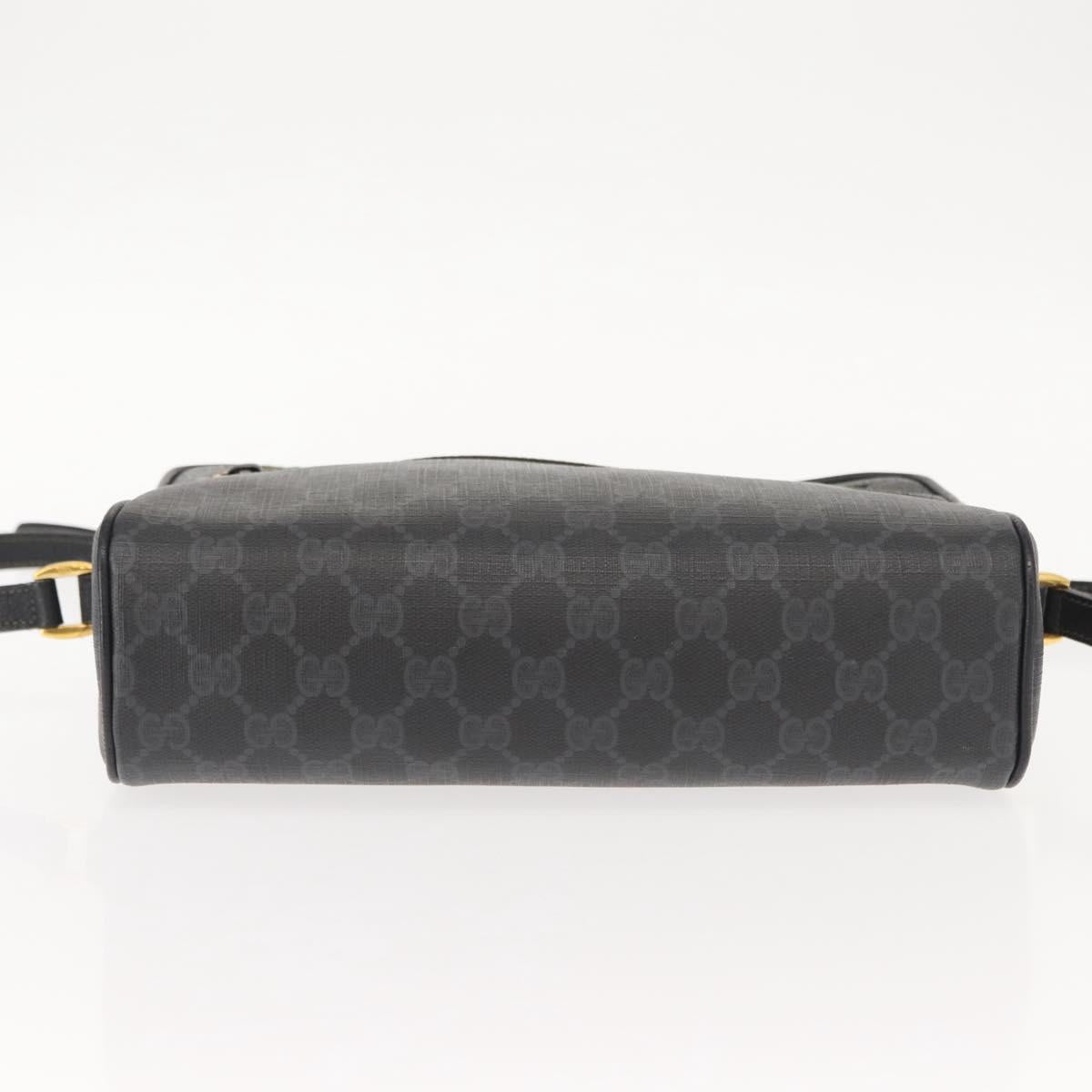 GUCCI GG Supreme Web Sherry Line Bag PVC Black Gold 119 02 088 Auth 150341