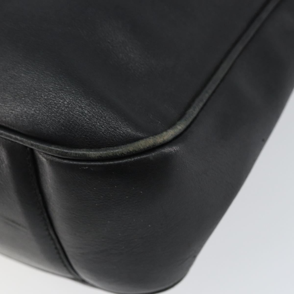 GUCCI Bamboo Hand Bag Leather Black Gold 001 0166 1638 Auth 150344