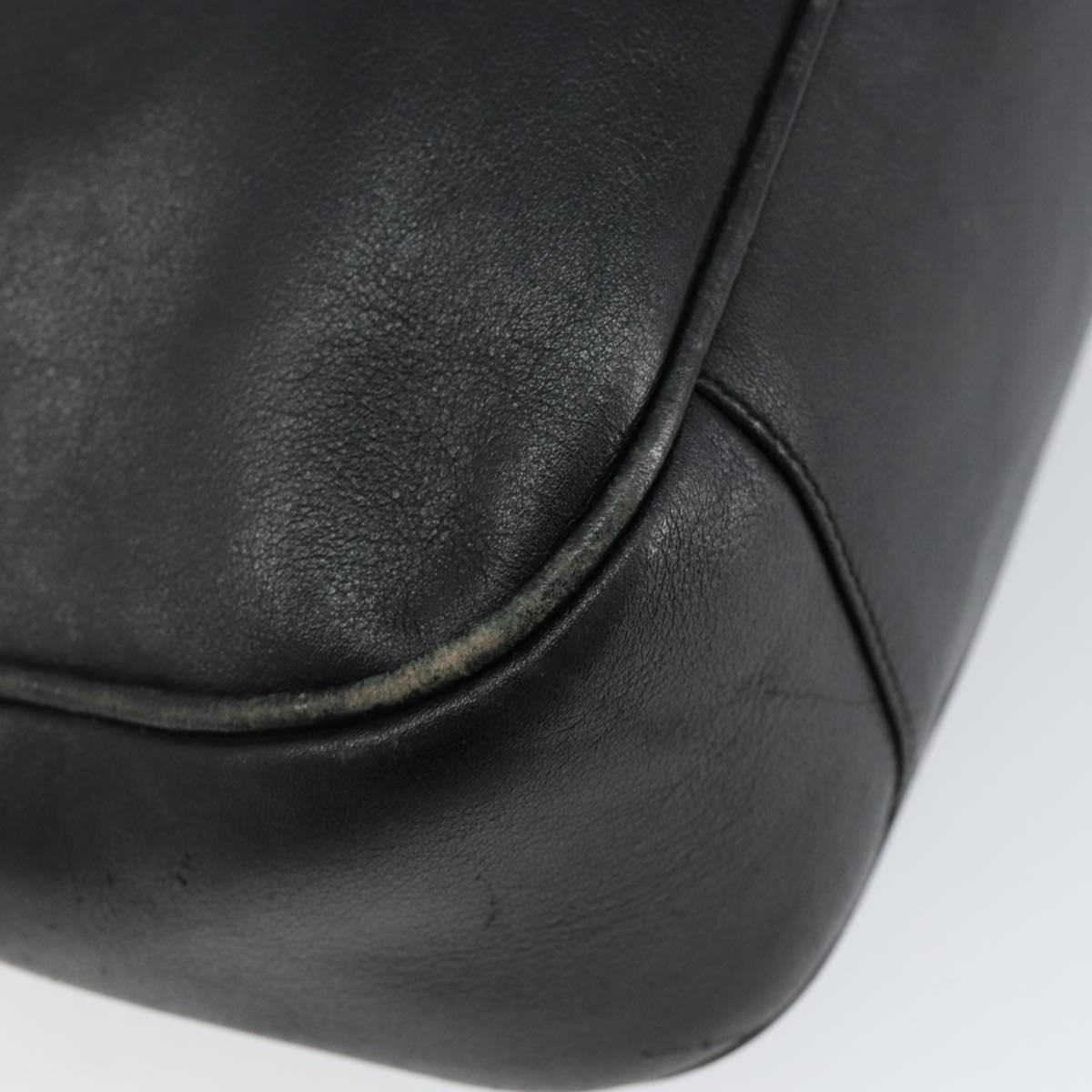 GUCCI Bamboo Hand Bag Leather Black Gold 001 0166 1638 Auth 150344