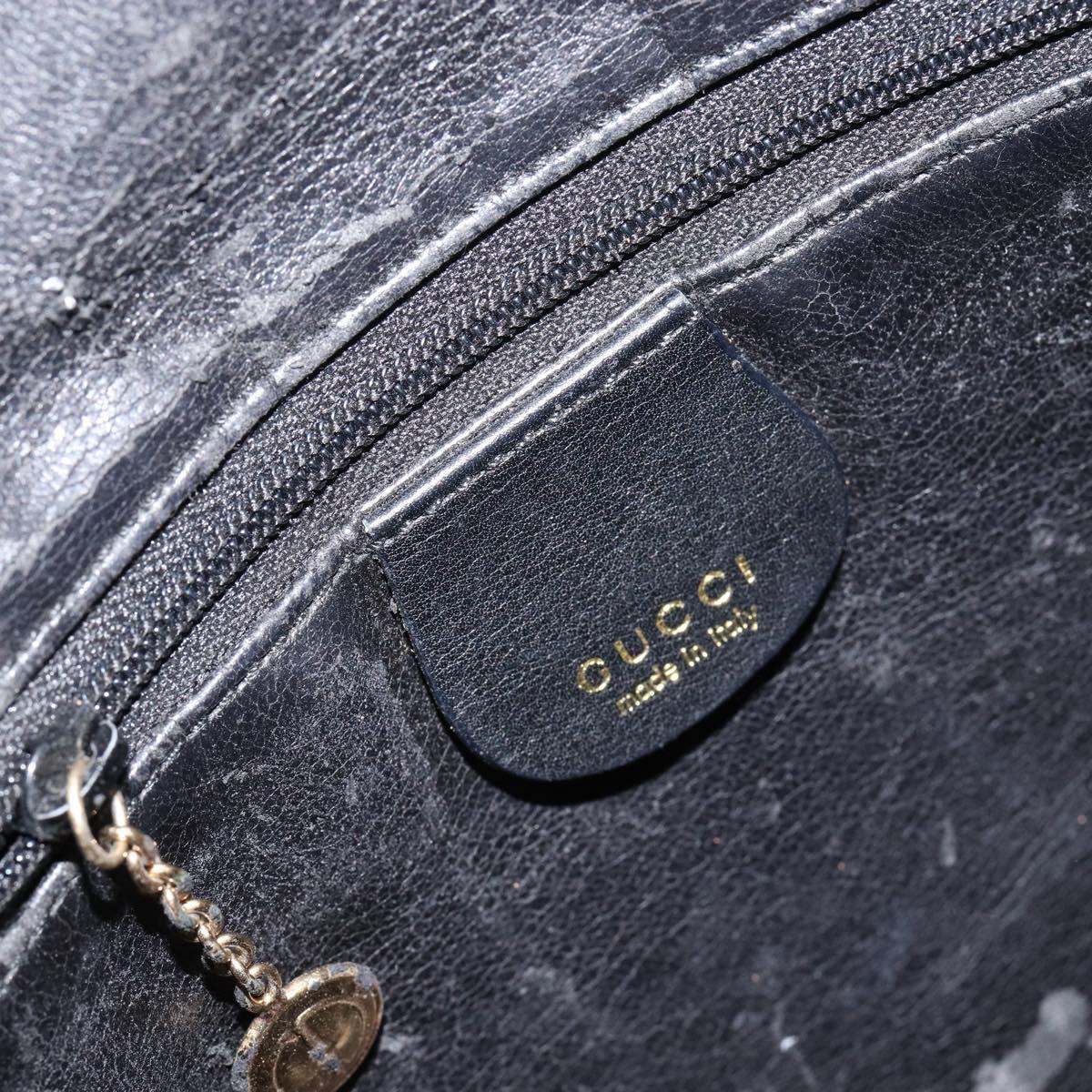 GUCCI Bamboo Hand Bag Leather Black Gold 001 0166 1638 Auth 150344