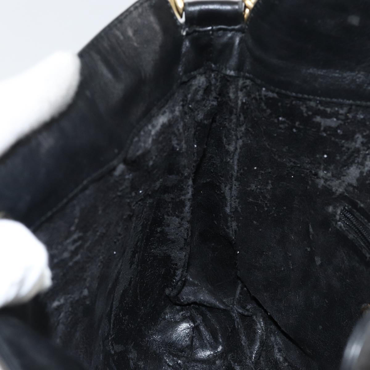 GUCCI Bamboo Hand Bag Leather Black Gold 001 0166 1638 Auth 150344