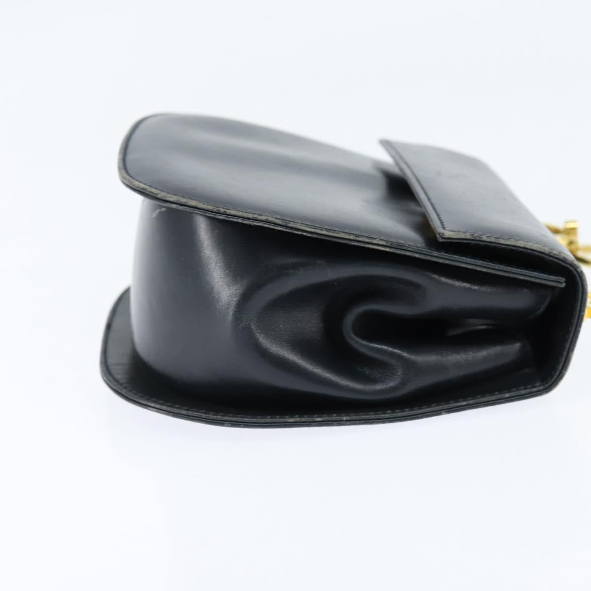 Salvatore Ferragamo Gancini Shoulder Bag Leather Navy Gold Auth 150345