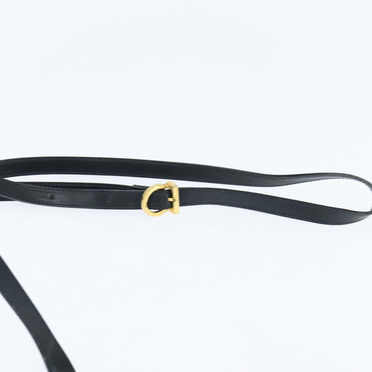 Salvatore Ferragamo Gancini Shoulder Bag Leather Navy Gold Auth 150345