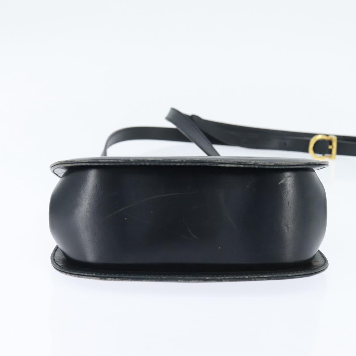 Salvatore Ferragamo Gancini Shoulder Bag Leather Navy Gold Auth 150345