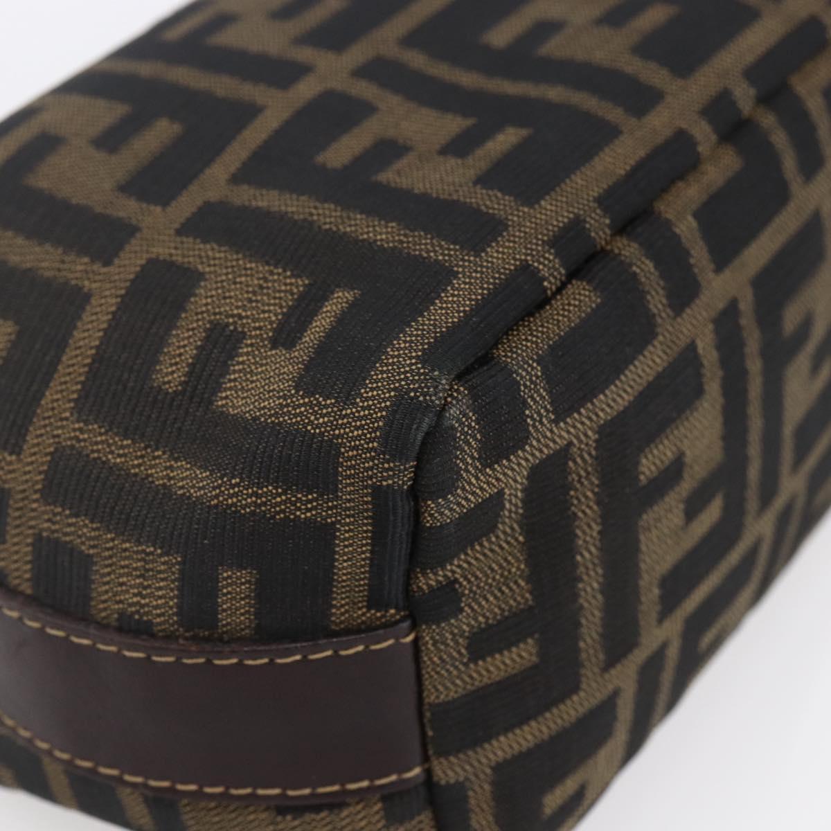 FENDI Zucca Canvas Vanity Hand Bag Black Brown Auth 150348