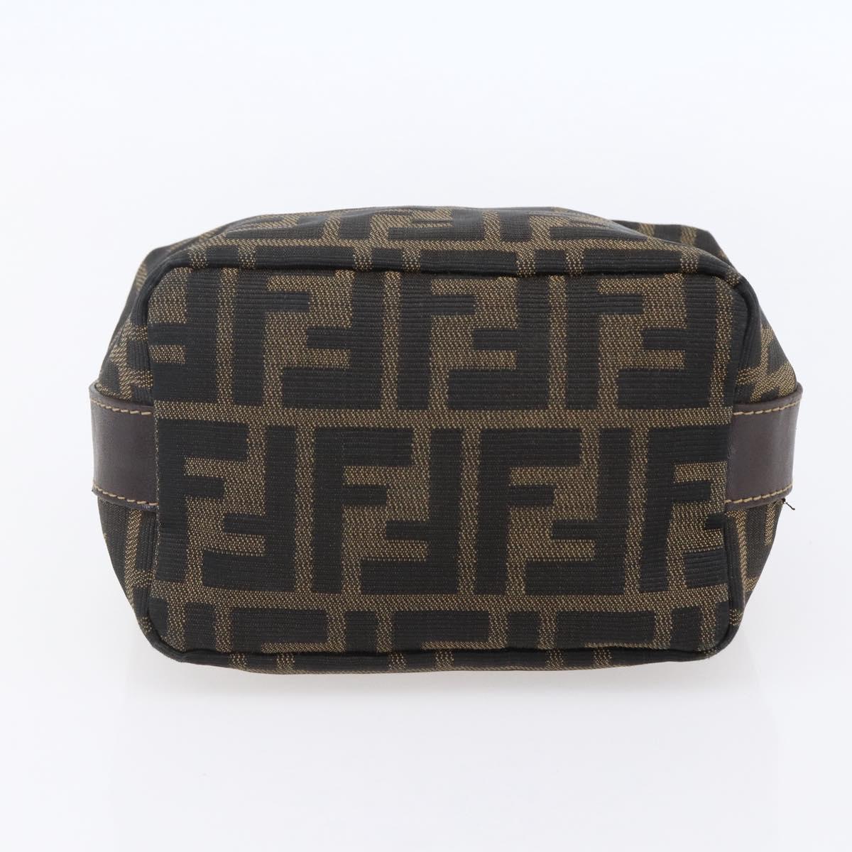 FENDI Zucca Canvas Vanity Hand Bag Black Brown Auth 150348