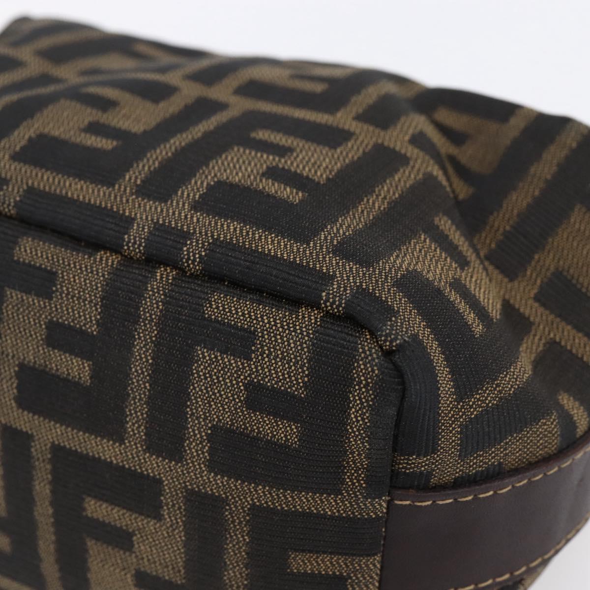FENDI Zucca Canvas Vanity Hand Bag Black Brown Auth 150348