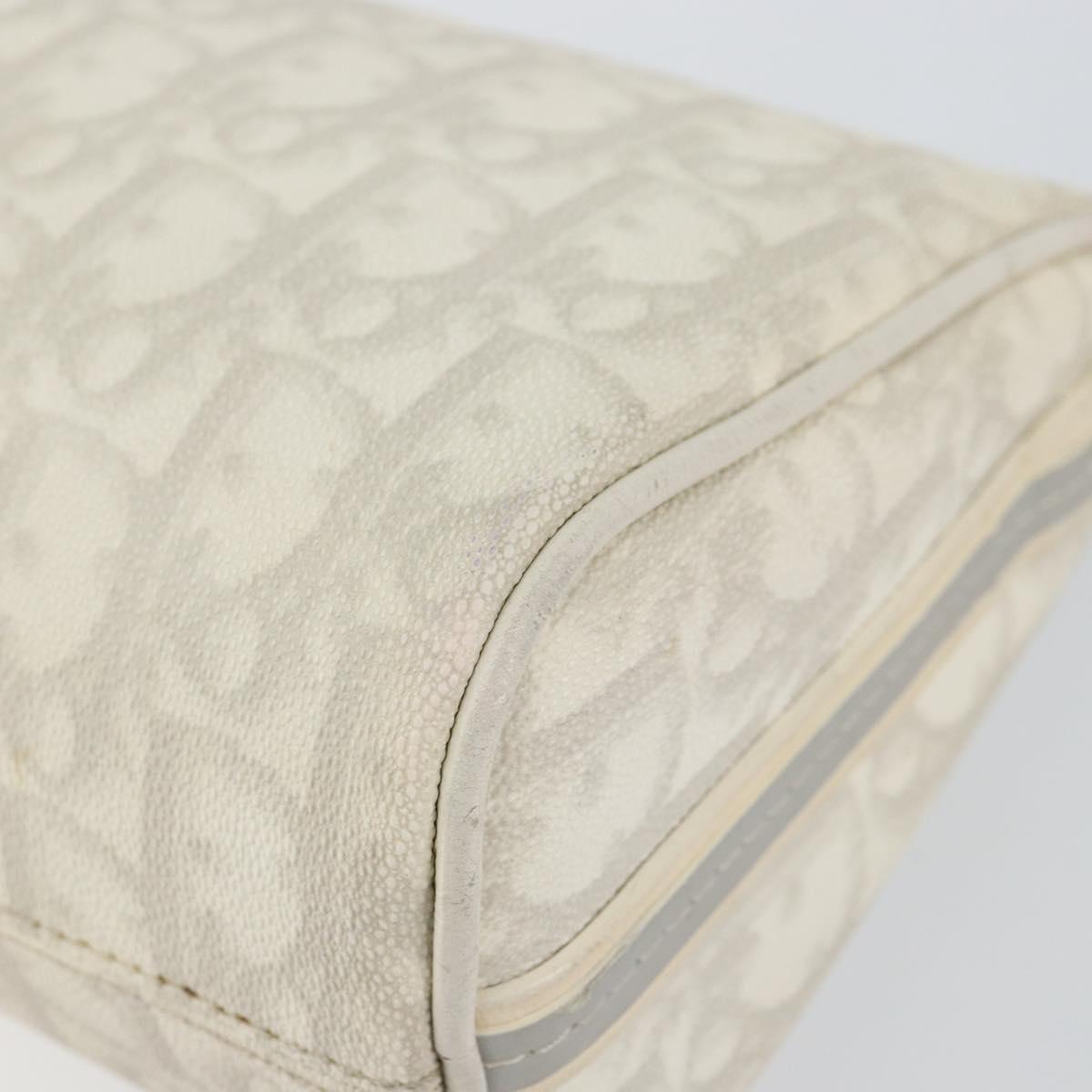 Christian Dior Romantic Trotter Canvas Shoulder Bag PVC White Silver Auth 150352V