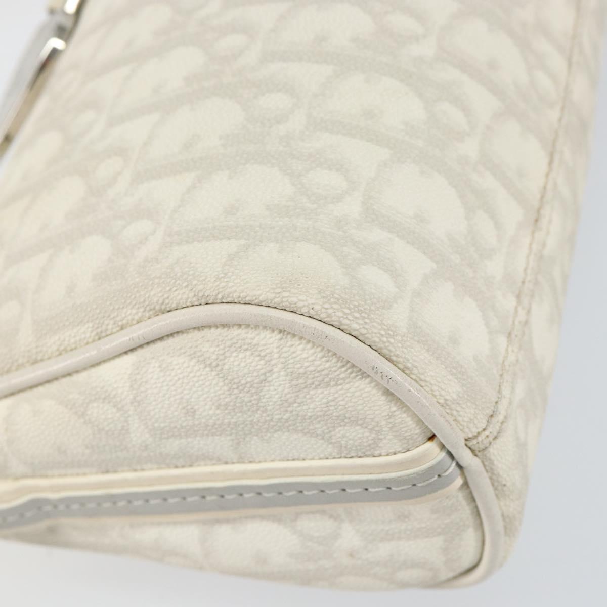 Christian Dior Romantic Trotter Canvas Shoulder Bag PVC White Silver Auth 150352V