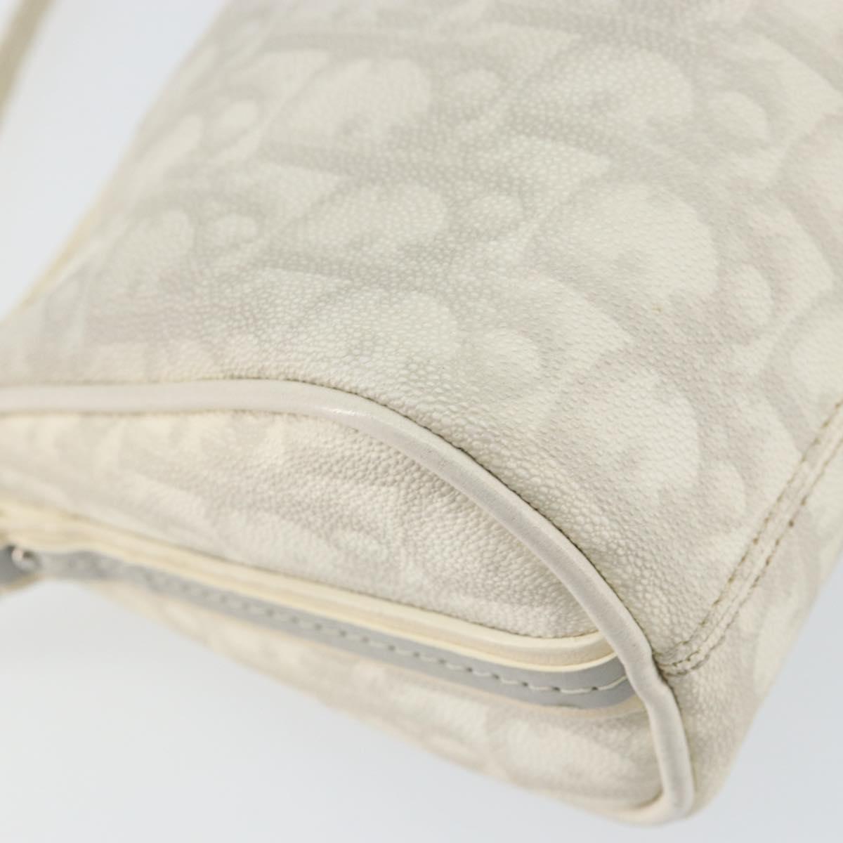 Christian Dior Romantic Trotter Canvas Shoulder Bag PVC White Silver Auth 150352V
