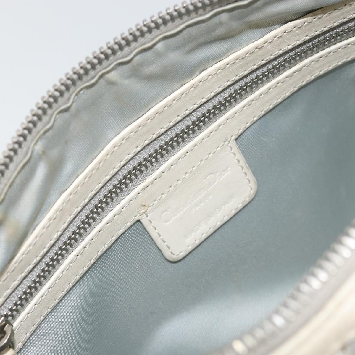 Christian Dior Romantic Trotter Canvas Shoulder Bag PVC White Silver Auth 150352V