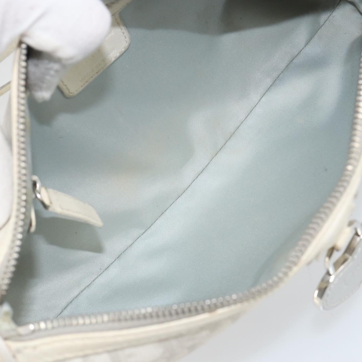 Christian Dior Romantic Trotter Canvas Shoulder Bag PVC White Silver Auth 150352V