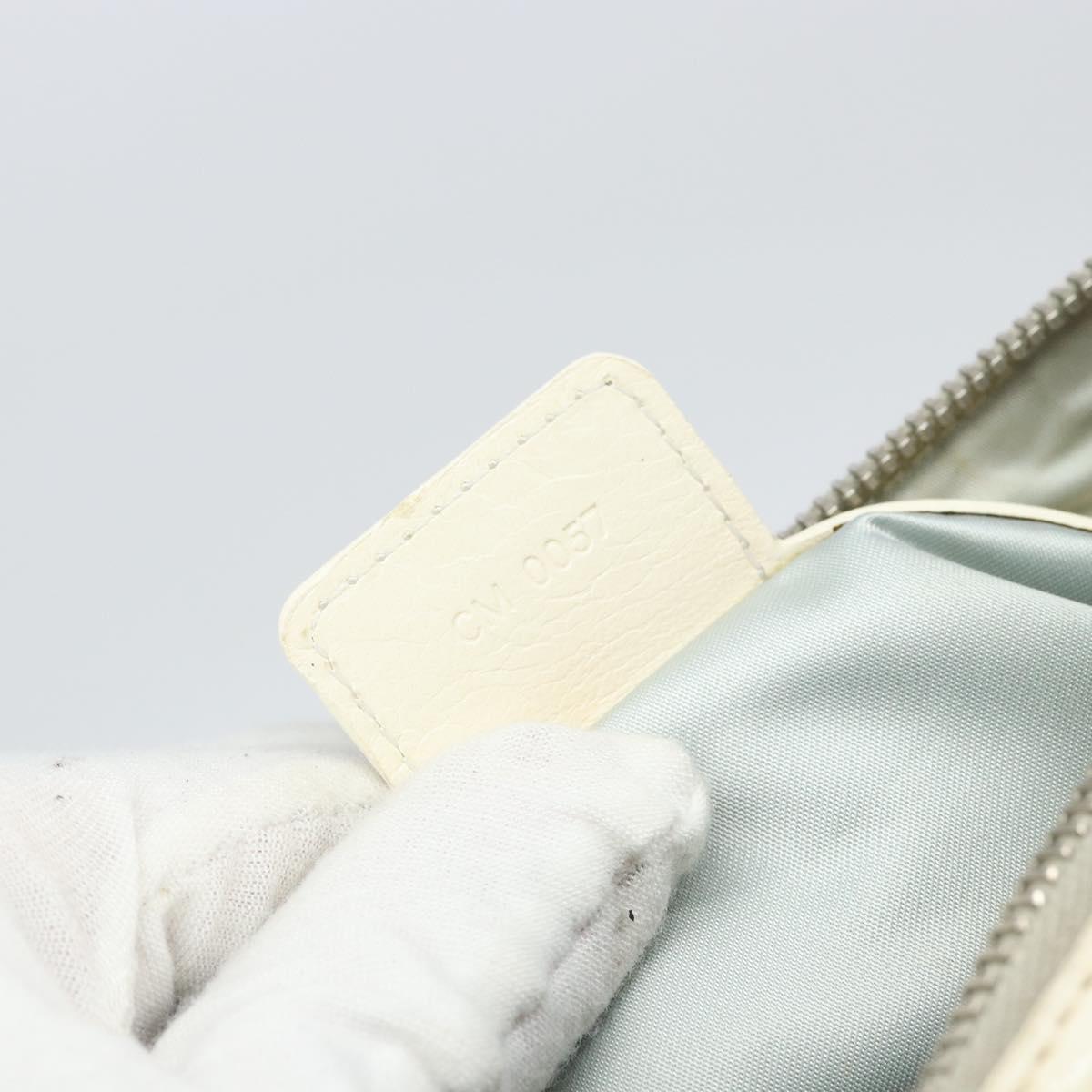 Christian Dior Romantic Trotter Canvas Shoulder Bag PVC White Silver Auth 150352V