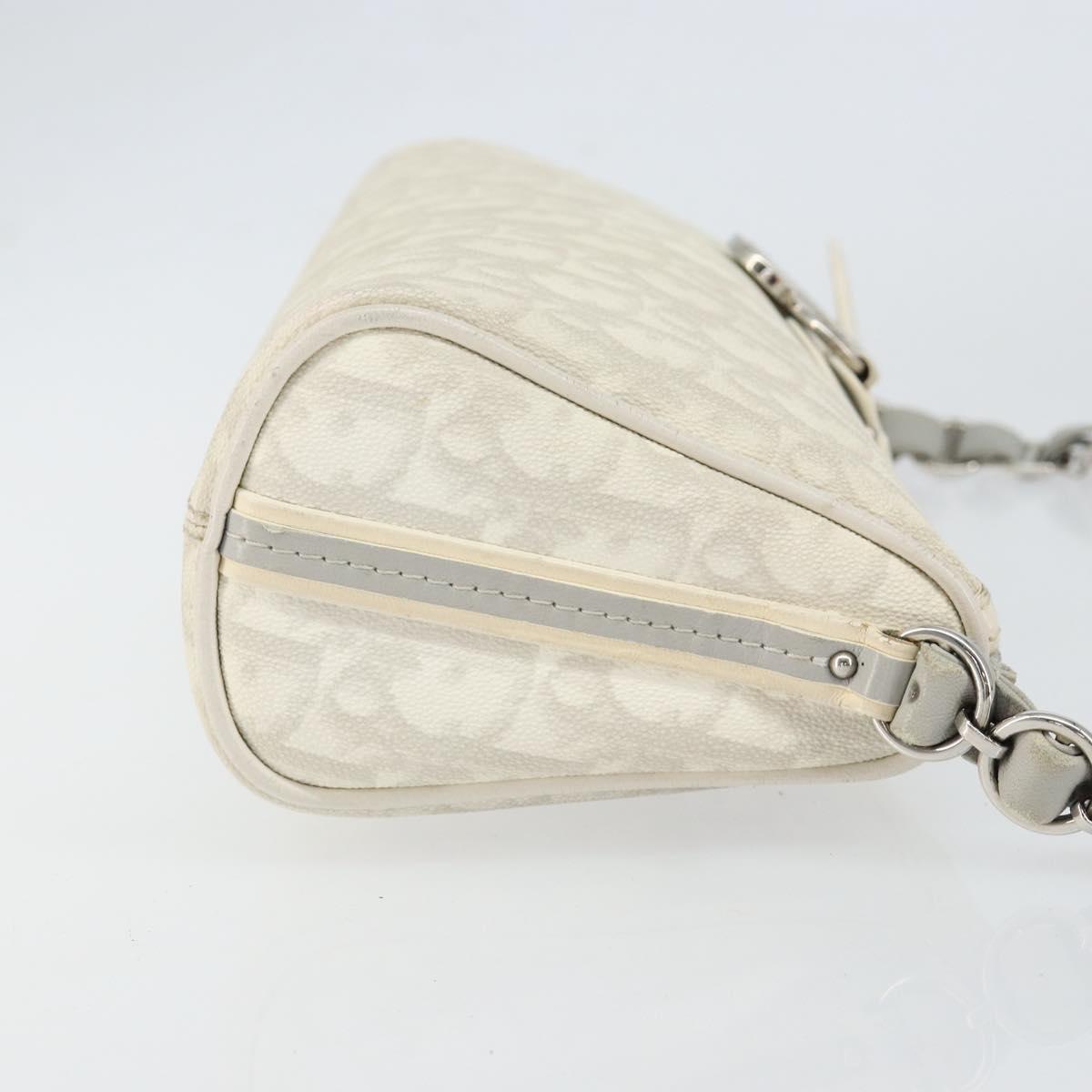 Christian Dior Romantic Trotter Canvas Shoulder Bag PVC White Silver Auth 150352V