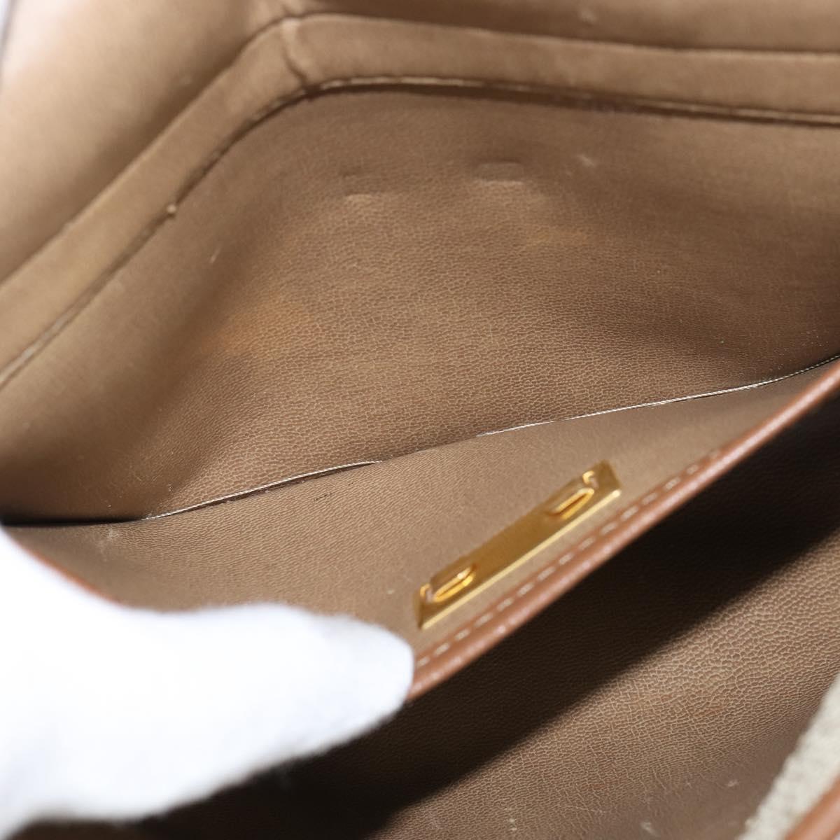 Christian Dior Honeycomb Canvas Shoulder Bag PVC Beige gold Auth 150369