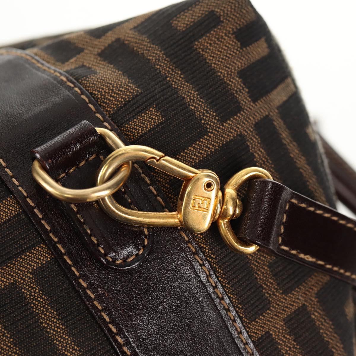 FENDI Zucca Canvas Hand Bag 2way Black Brown Auth 150372