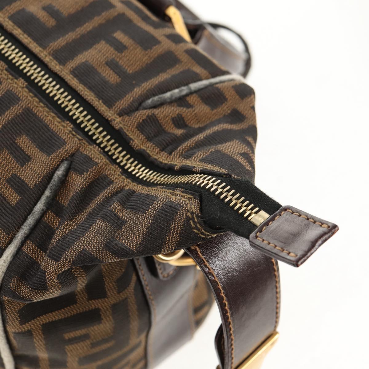 FENDI Zucca Canvas Hand Bag 2way Black Brown Auth 150372