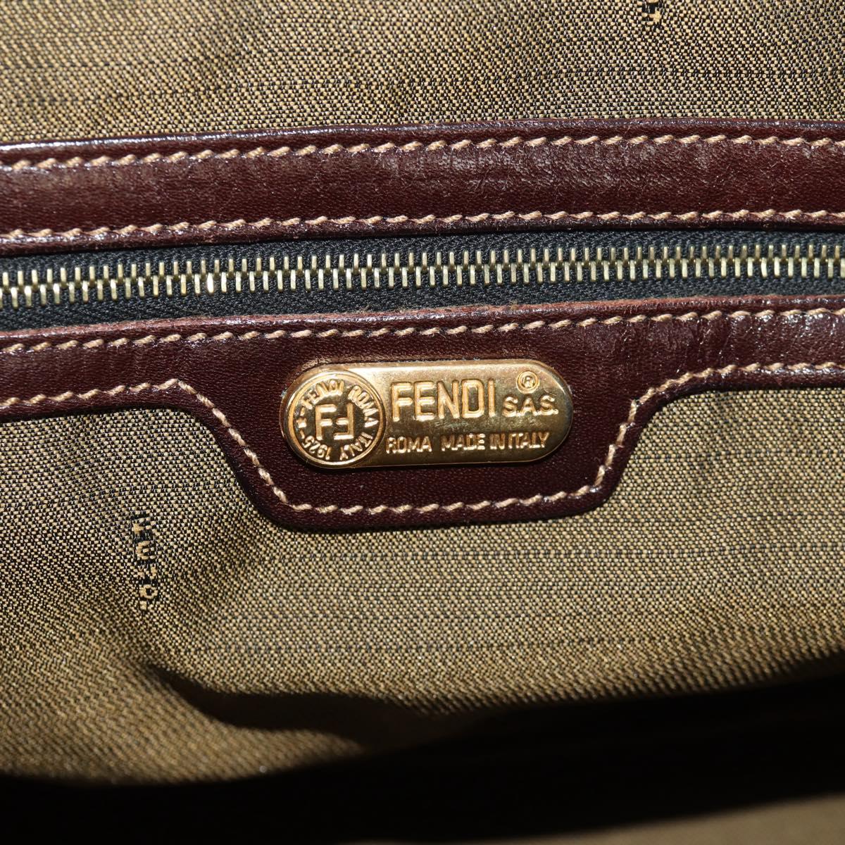 FENDI Zucca Canvas Hand Bag 2way Black Brown Auth 150372