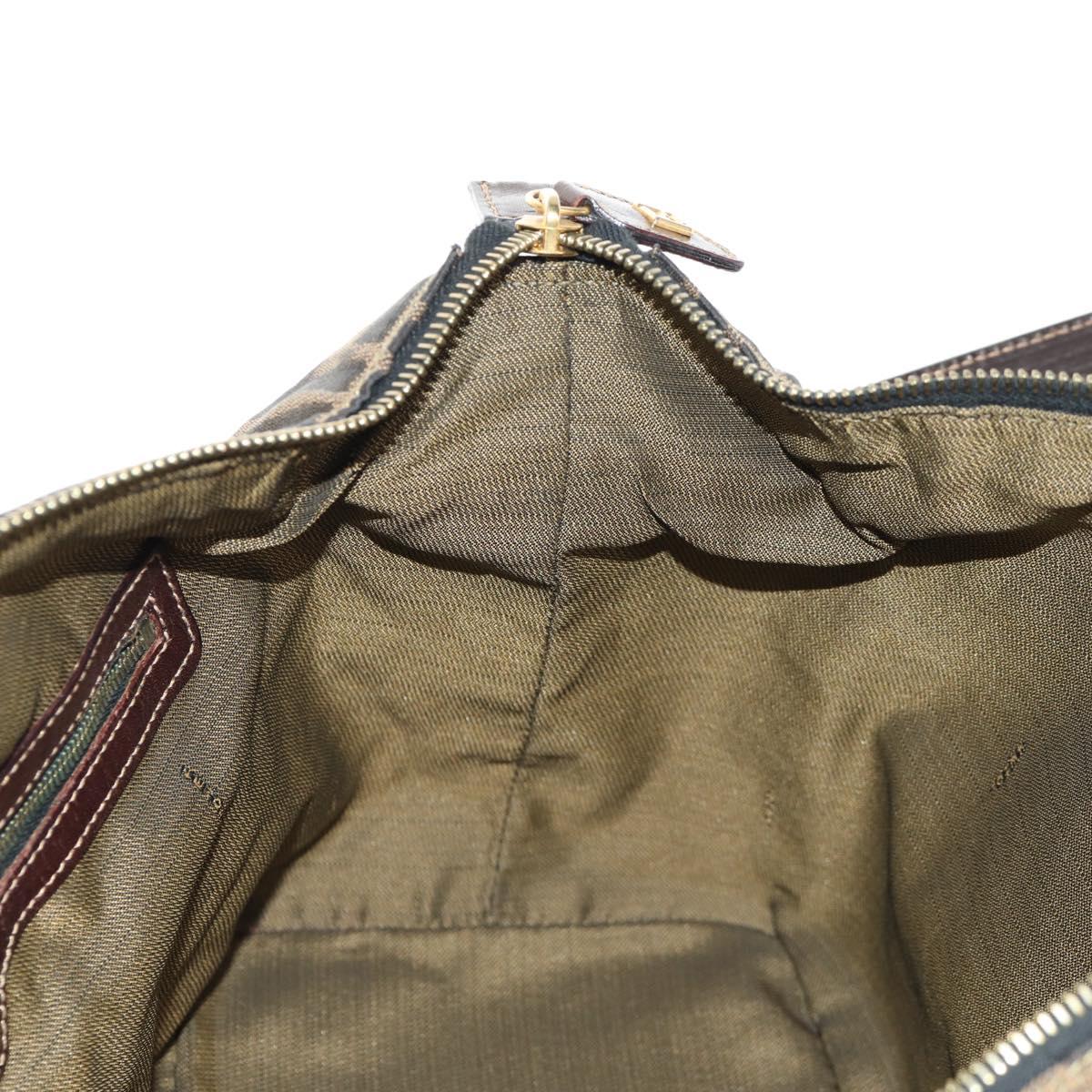 FENDI Zucca Canvas Hand Bag 2way Black Brown Auth 150372