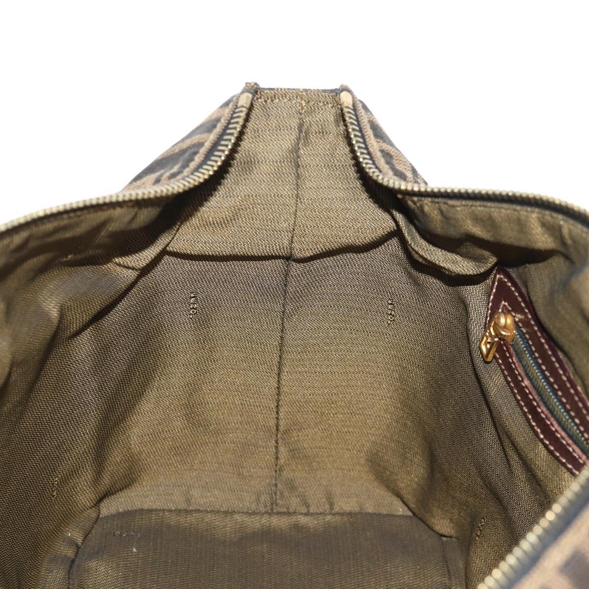 FENDI Zucca Canvas Hand Bag 2way Black Brown Auth 150372