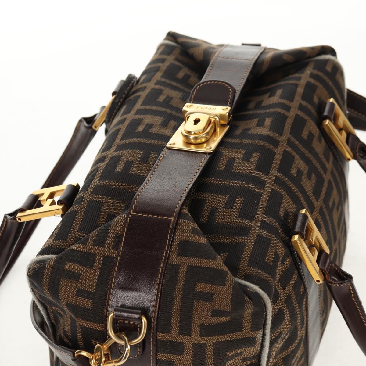 FENDI Zucca Canvas Hand Bag 2way Black Brown Auth 150372