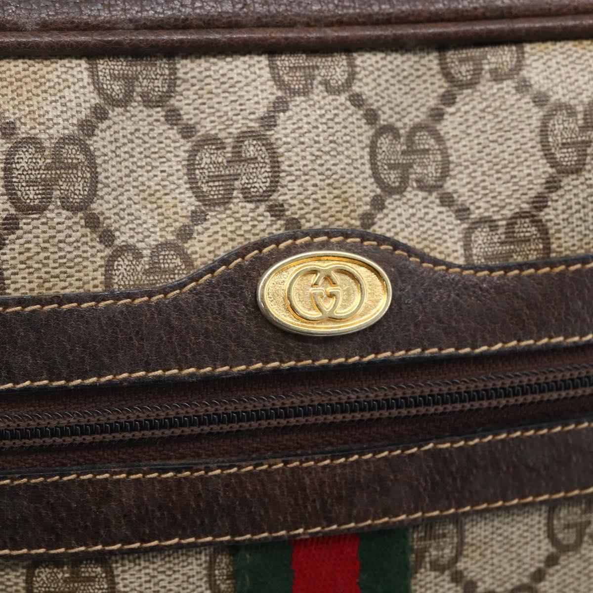 GUCCI GG Supreme Web Sherry Line Shoulder Bag PVC Beige Gold 010 378 Auth 150379