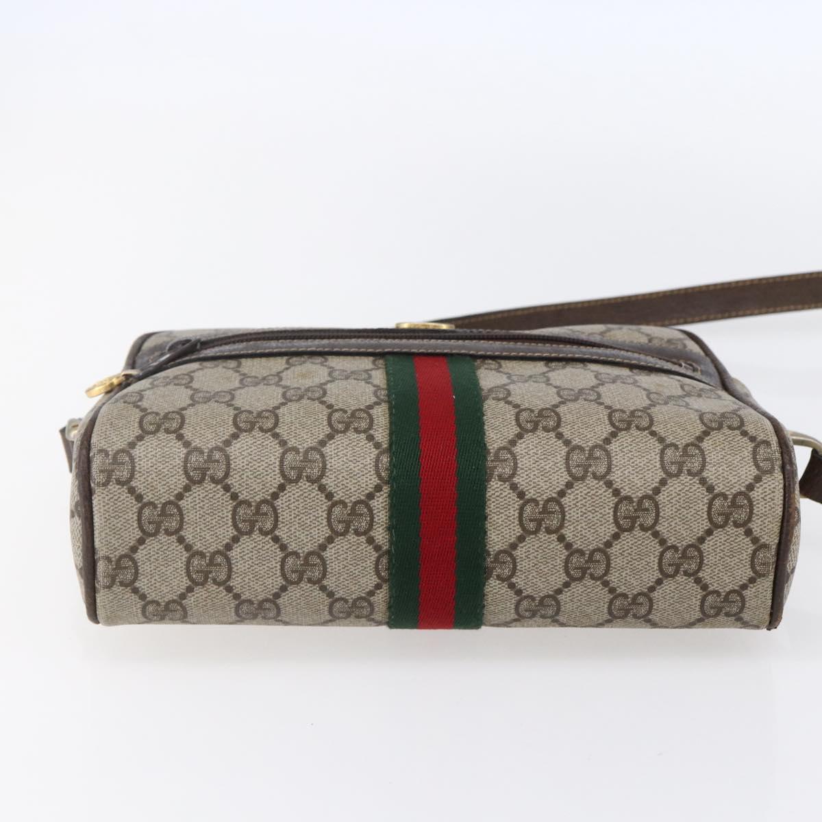 GUCCI GG Supreme Web Sherry Line Shoulder Bag PVC Beige Gold 010 378 Auth 150379