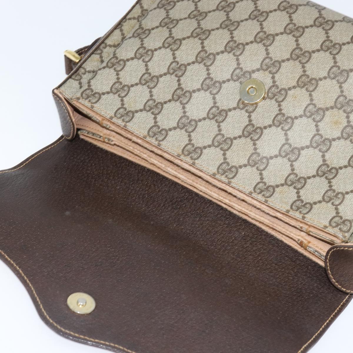 GUCCI GG Supreme Web Sherry Line Bag PVC Beige Gold 904 02 084 Auth 150380