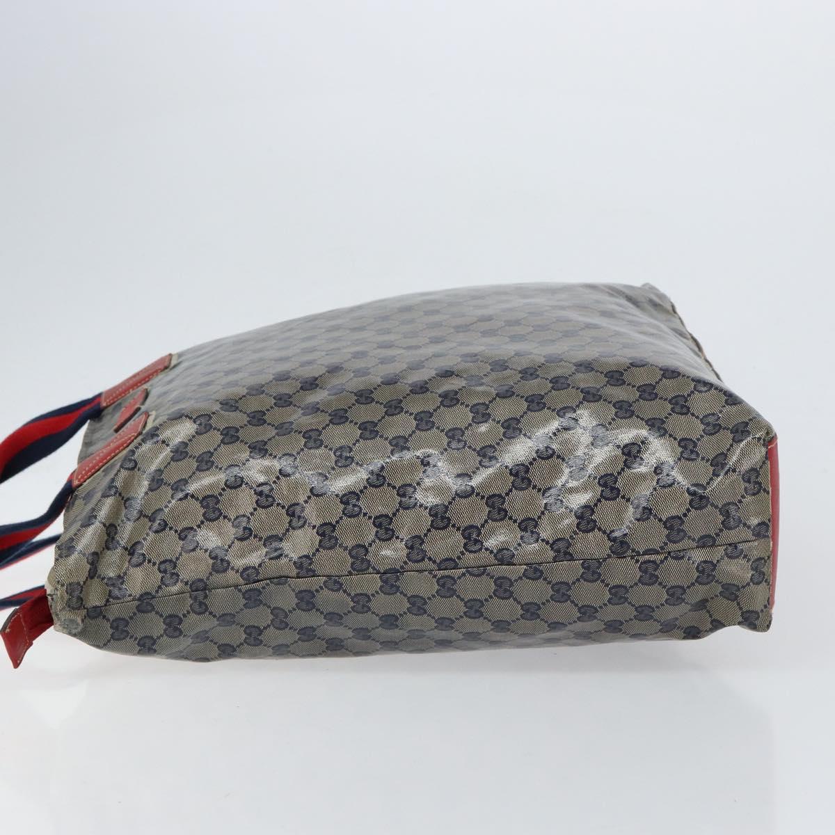 GUCCI GG Crystal Tote Bag Coated Canvas Navy Gold 131233 Auth 150381