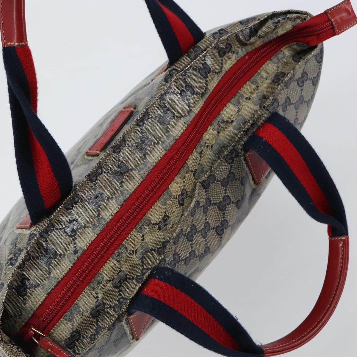 GUCCI GG Crystal Tote Bag Coated Canvas Navy Gold 131233 Auth 150381