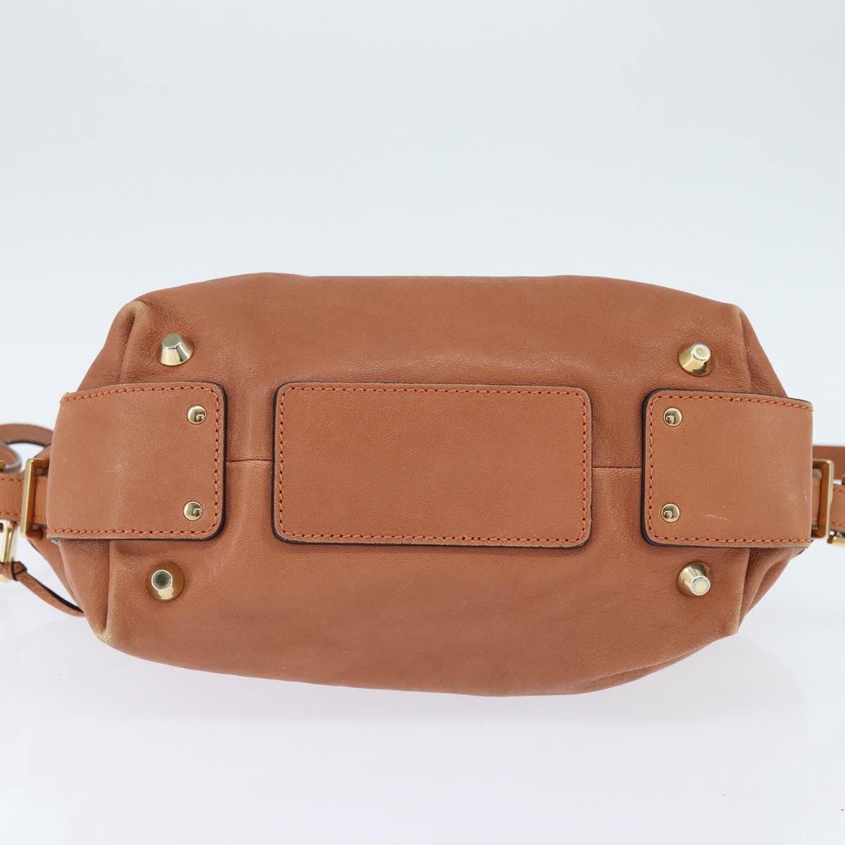 Chloe Angie Hand Bag Leather 2way Brown Gold Auth 150382